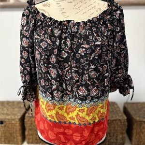 Vince Camuto Paisley Off-Shoulder Blouse - Black, Red, Yellow